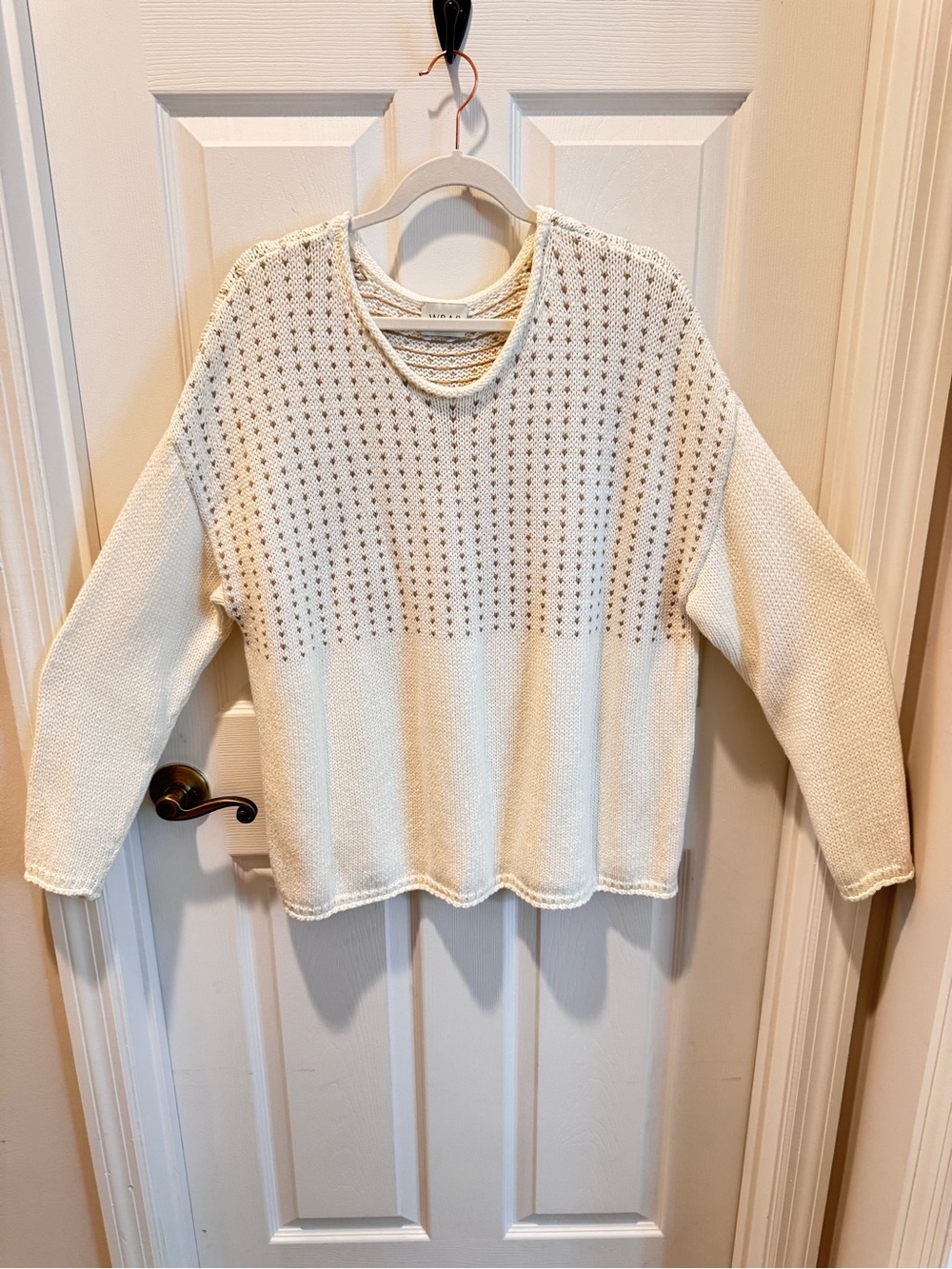 Womens Cream Open-Knit Sweater